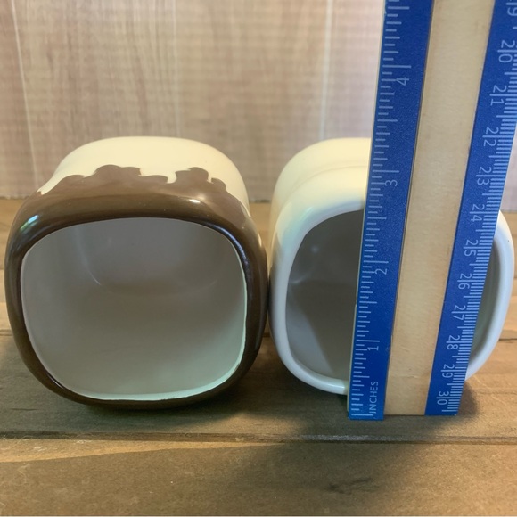 Set Of 2 Small Miniature Marshmallow Shaped  Cups Mugs With Faces - Picture 3 of 9